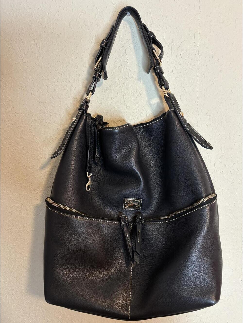 Dooney & Bourke Black Pebbled Leather Shoulder Hobo Bag